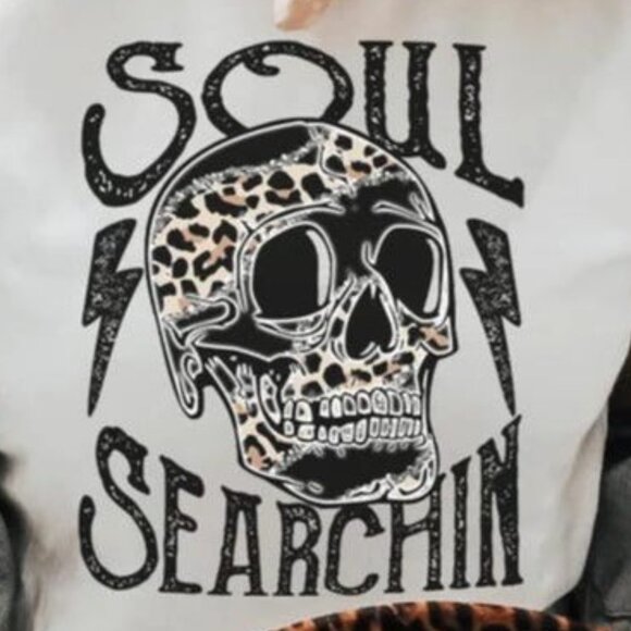 Soul Searchin Graphic T-Shirt - Fall Shirt - Leopard Skull T-Shirt - Picture 2 of 4
